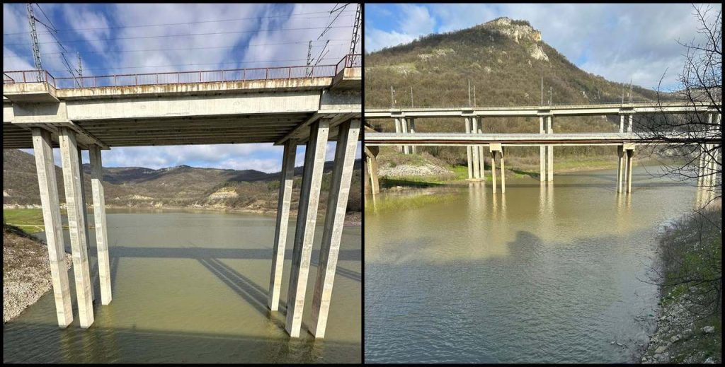 Старият мост в язовир Цонево вече е под вода