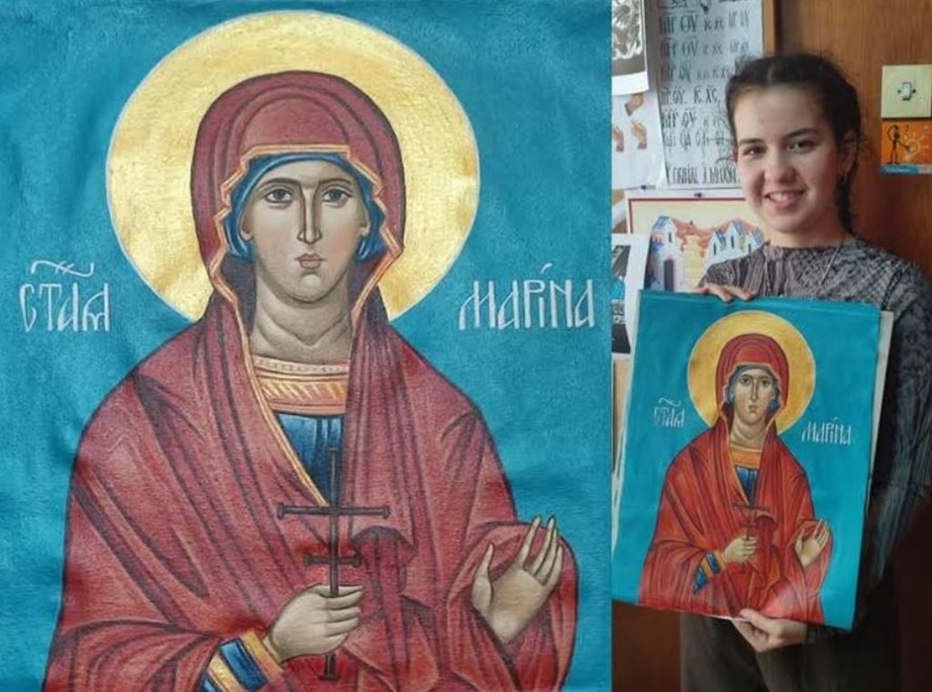 15-годишно момиче от Варна дарява ръчно изрисувана хоругва на храм „Св. Марина“